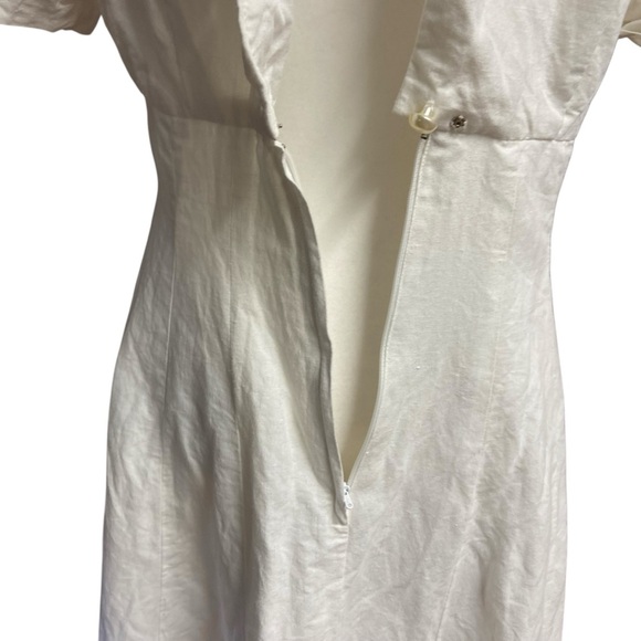 Vintage Sarah Elizabeth Dress Size 10 Pearl Beading Lace Linen Blend Bridal - Picture 8 of 13